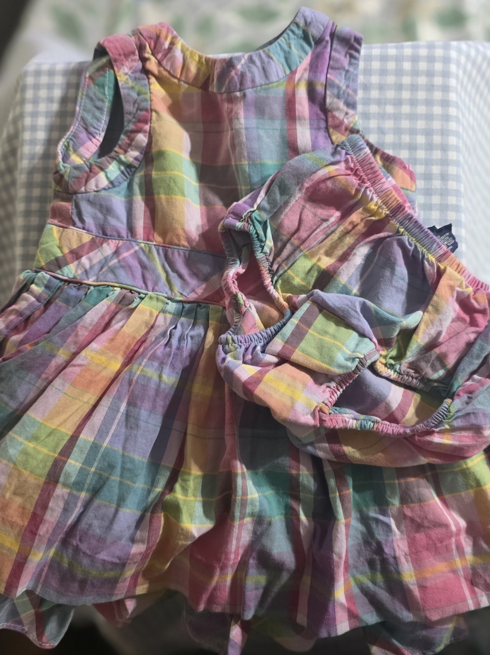 Ralph Lauren Multicolor Pastel Plaid Baby Dress